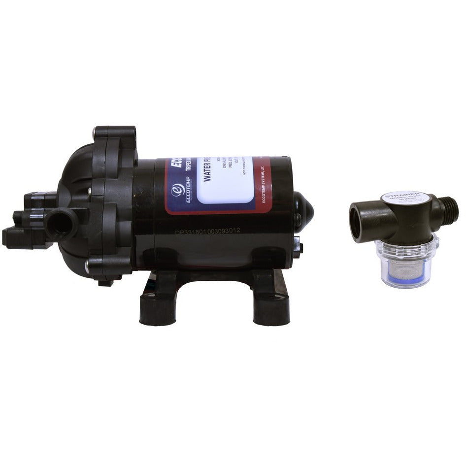 Eccotemp L10 Portable Outdoor Tankless Water Heater w/ EccoFlo Diaphragm 12V Pump , Strainer & Shower Set