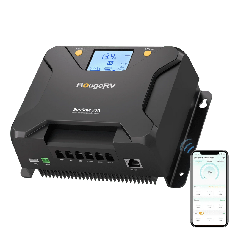 BougeRV Sunflow 12V/24V 30A MPPT Solar Charge Controller