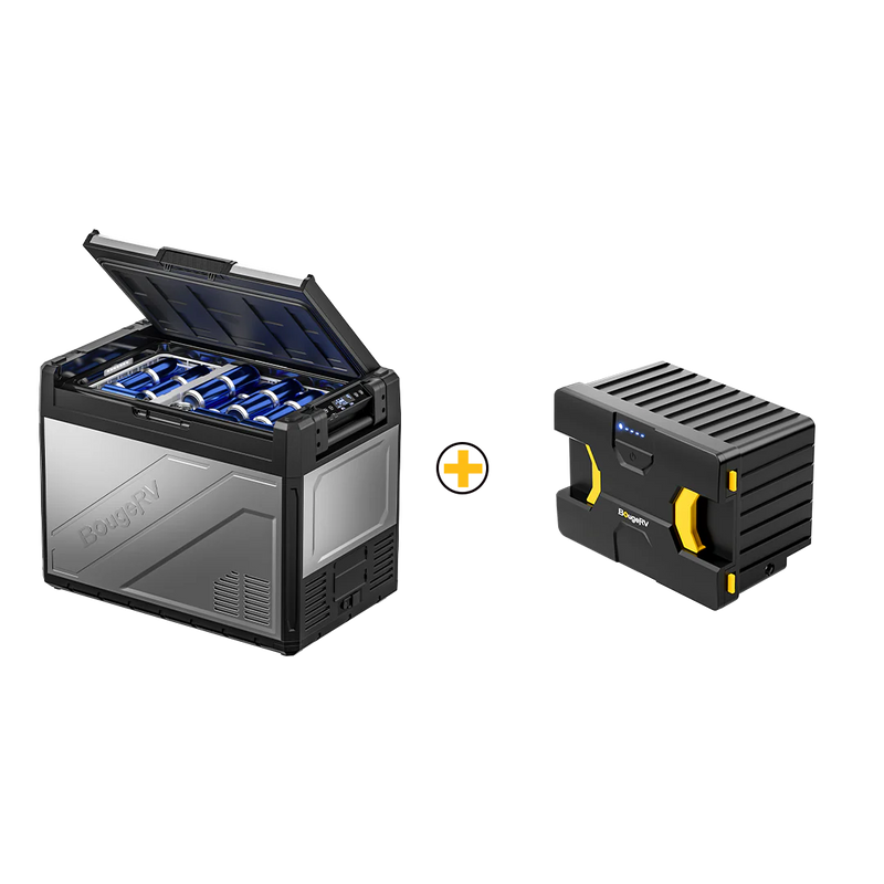 BougeRV Rocky 69QT Dual Zone 12V Portable Fridge With Battery