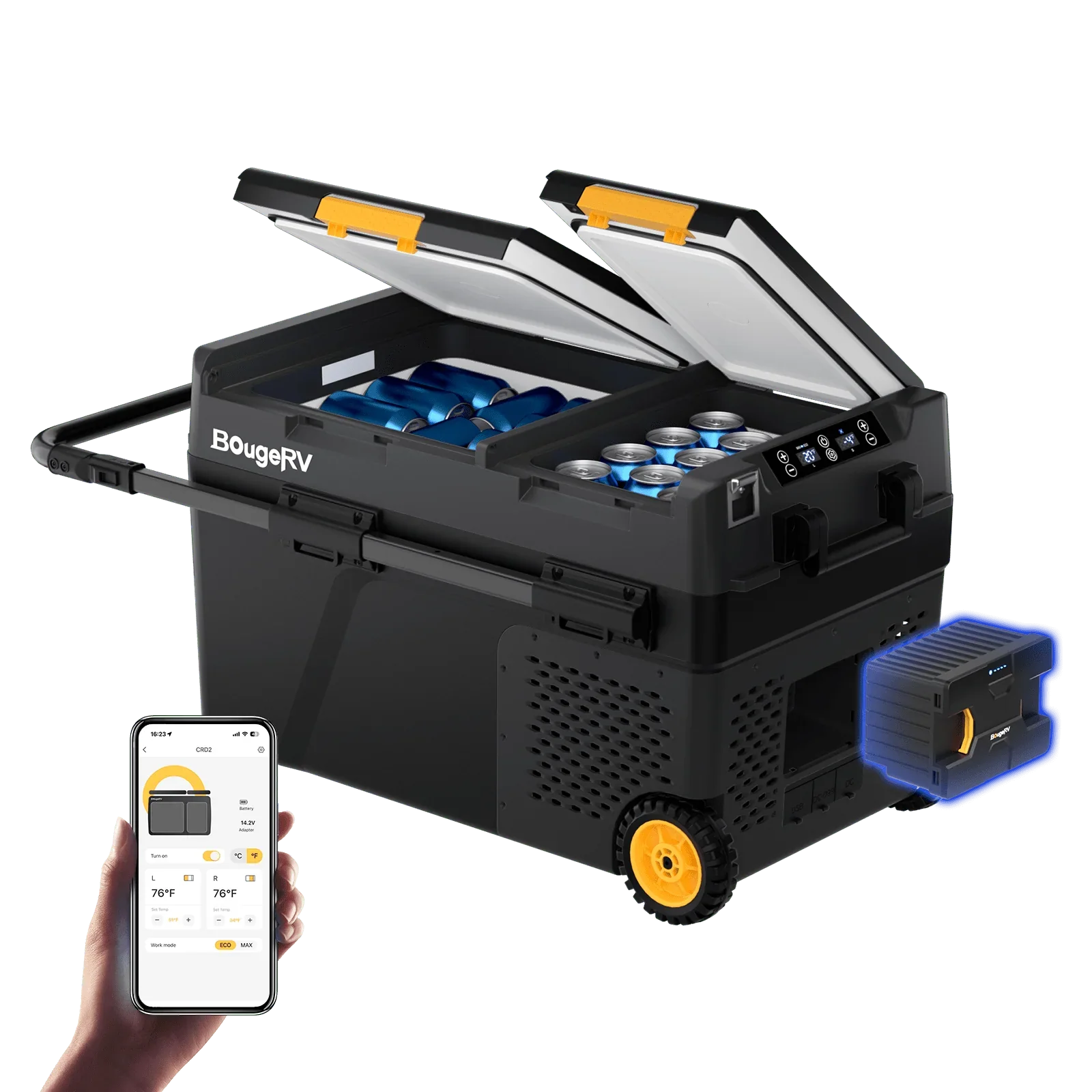 BougeRV CRD2 43QT Dual Zone 12V Portable Fridge Freezer
