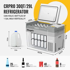 BougeRV CRPRO30 30 Quart Portable Car Fridge White With 220Wh Power Station