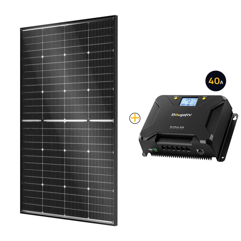 BougeRV 16BB 24V N-Type 200 Watt Bifacial Solar Panel + 40A MPPT Solar Controller Kit