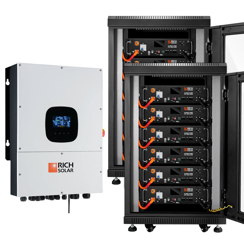Rich Solar NOVA 12K PV Hybrid Inverter Solar Kit with 61.44kWH Server Lithium Battery