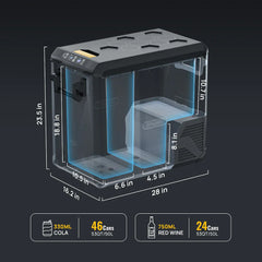 BougeRV ASPEN 50 12 Volt 53QT(50L) Dual Zone Fridge With 220Wh Battery