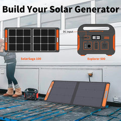 Jackery 500 Portable Solar Generator with SolarSaga 100W