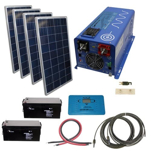AIMS Power 480 Watt Off-Grid Solar Kit with 2000 Watt Power Inverter Charger - 24 Volt