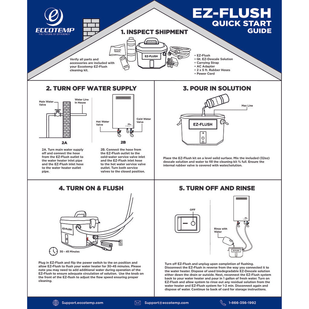 Eccotemp EZ-Flush Descaler with Jomar Service Valve Kit