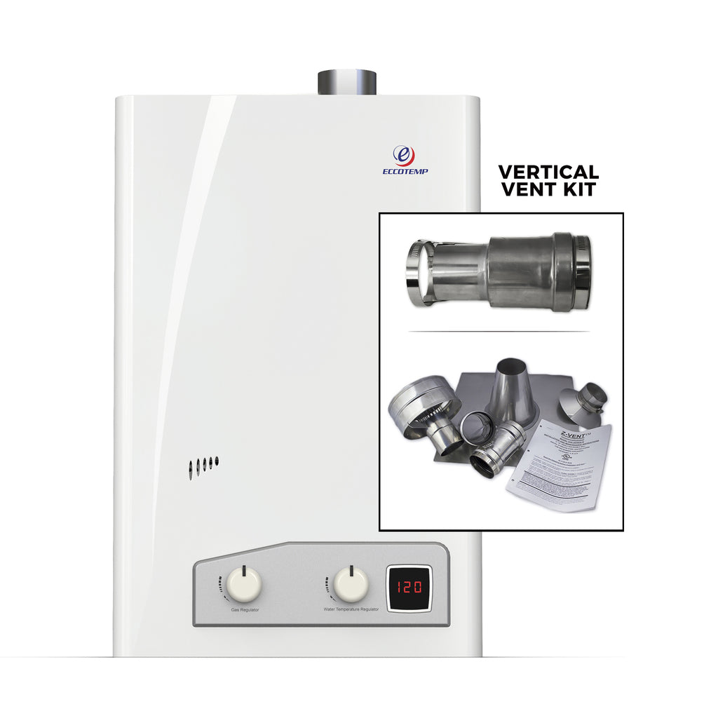 Eccotemp FVI12 Forced Vent Indoor 4.0 GPM Liquid Propane Tankless Water Heater Vertical Bundle Kit