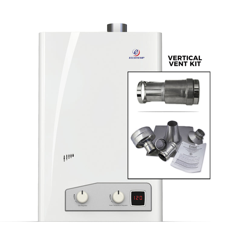 Eccotemp FVI12 Forced Vent Indoor 4.0 GPM Natural Gas Tankless Water Heater Vertical Vent Bundle Kit