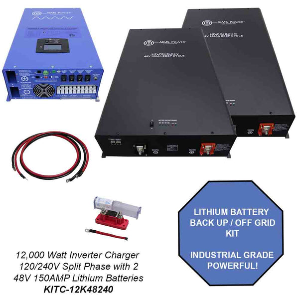 AIMS Power Off Grid / Back Up 12000 Watt Pure Sine Inverter charger 12 ...