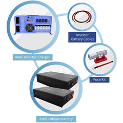 AIMS Power Off Grid / Back Up 12000 Watt Pure Sine Inverter charger 120V / 240V & 48V Lithium Battery Kit