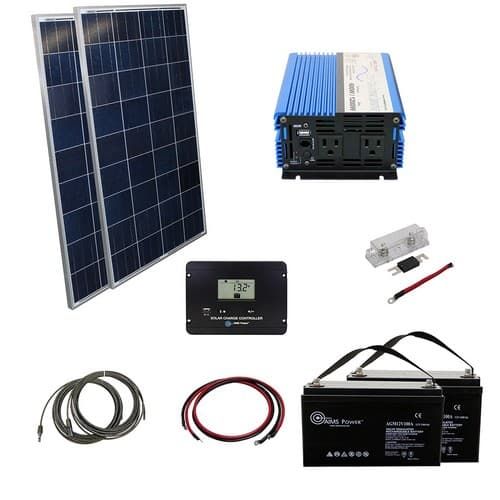 AIMS Power 240 Watt Off-Grid Solar Kit with 600 Watt Pure Sine Inverter 12V