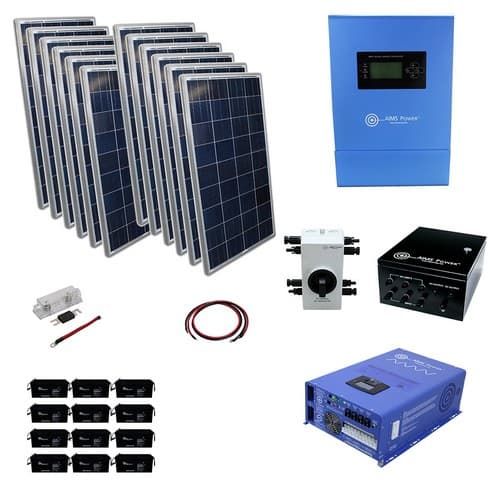 AIMS Power 3840 Watt Off-Grid Solar Kit with 8000 Watt Pure Sine Power Inverter Charger 120/240VAC 48VDC