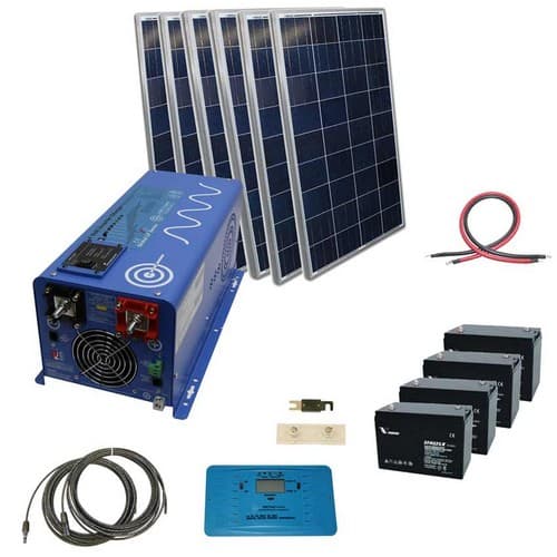AIMS Power 720 Watt Complete Solar Kit with 3000 Watt Pure Sine Inverter Charger 24 Volt Off-Grid - OUT OF STOCK TILL OCTOBER