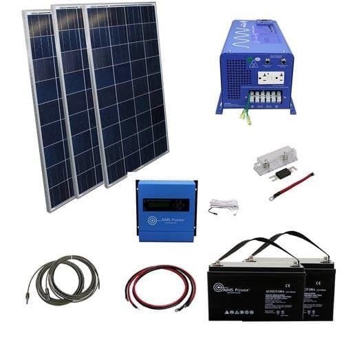 AIMS Power 360 Watt Off-Grid Solar Kit with 3000 Watt Pure Sine Inverter Charger 12V