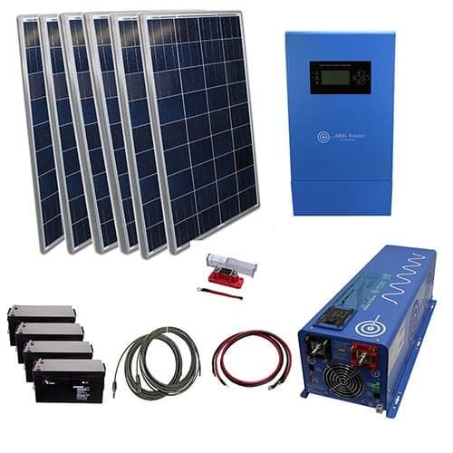 AIMS Power 720 Watt Solar Kit with 4000 Watt Pure Sine Inverter Charger 120/240 VAC Off-Grid Kit