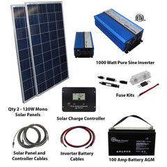 AIMS Power 240 Watt Off-Grid Solar Kit with 1000 Watt Pure Sine Inverter