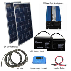 AIMS Power 240 Watt Off-Grid Solar Kit with 300 Watt Pure Sine Inverter 24V - OUT OF STOCK TILL NOVEMBER