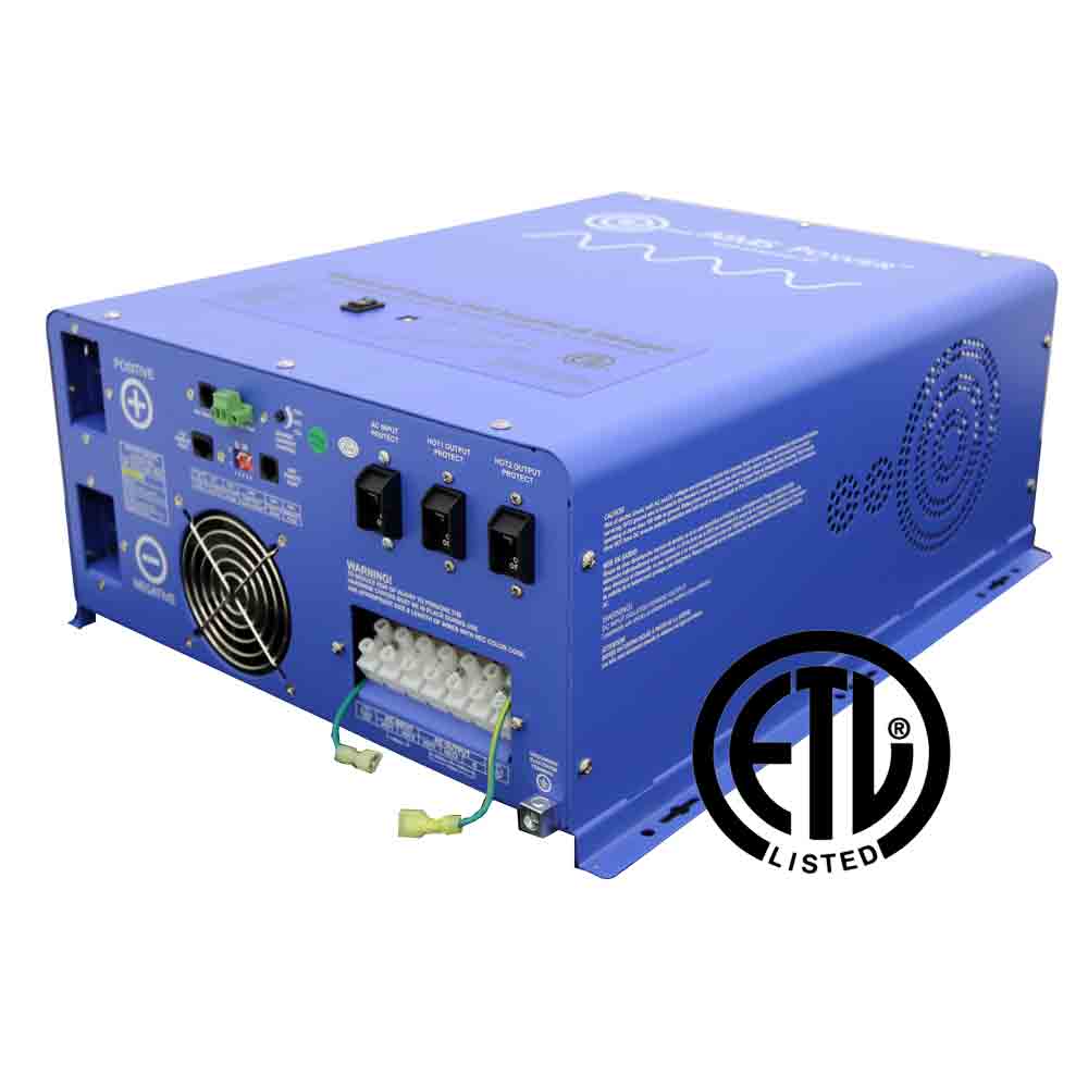 AIMS Power 4000 Watt Pure Sine Inverter Charger 24Vdc To 120Vac Output Listed To UL & CSA