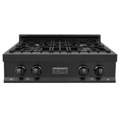 ZLINE 30" Porcelain Gas Stovetop in Black Stainless Steel with 4 Gas Burners RTB-30