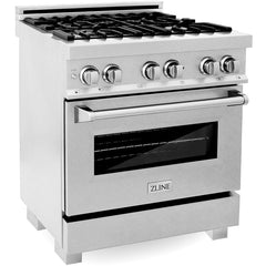 ZLINE 30" 4.0 cu. ft. Dual Fuel Range with Gas Stove and Electric Oven in DuraSnow® Stainless Steel with Color Door Options RAS-SN-30
