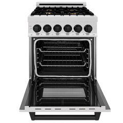 ZLINE 24" 2.8 cu. ft. Autograph Edition Range Dual Fuel Range with Gas Stove and Electric Oven in DuraSnow® Stainless Steel (RASZ-SN-24)