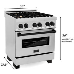 ZLINE Autograph Edition 30" 4.0 cu. ft. Dual Fuel Range with Gas Stove and Electric Oven in Stainless Steel with Accents RAZ-30