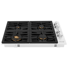ZLINE 30" Drop-in Gas Stovetop with 4 Gas Burners and Black Porcelain Top  RC30-PBT