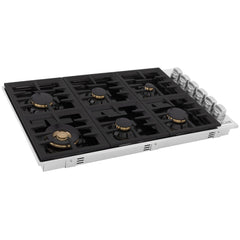 ZLINE 36" Drop-in Gas Stovetop with 6 Gas Burners and Black Porcelain Top RC36-PBT