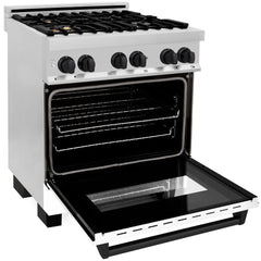 ZLINE 30" 4.0 cu. ft. Dual Fuel Range with Gas Stove and Electric Oven in Stainless Steel with White Matte Door and Accents RAZ-WM-30
