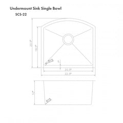 ZLINE 22" Telluride Undermount Single Bowl Kitchen Sink with Bottom Grid SCS