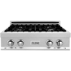 ZLINE 30" Porcelain Gas Stovetop in DuraSnow® Stainless Steel with 4 Gas Burners RTS-30