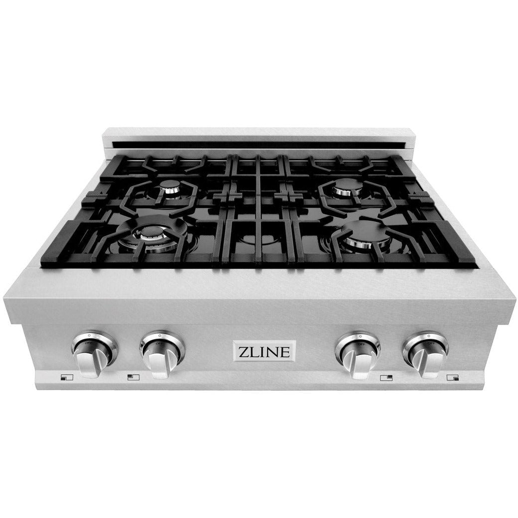 ZLINE 30" Porcelain Gas Stovetop in DuraSnow® Stainless Steel with 4 Gas Burners RTS-30