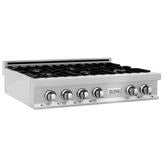 ZLINE 36" Porcelain Gas Stovetop in DuraSnow® Stainless Steel with 6 Gas Burners RTS-36