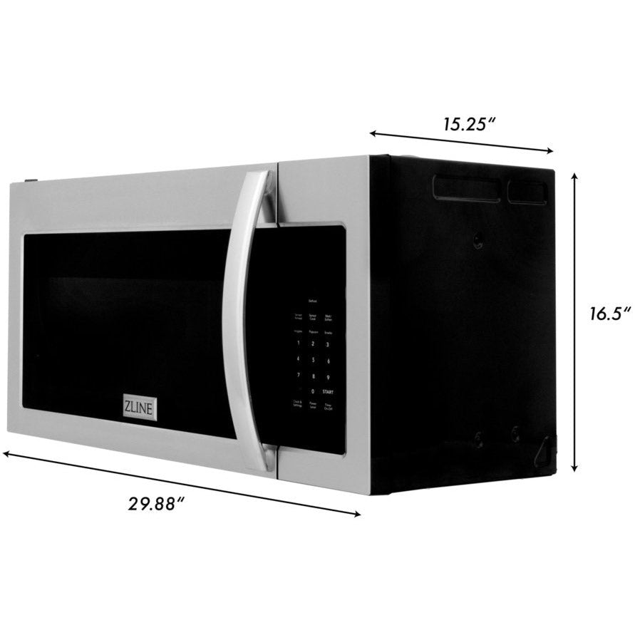 ZLINE 1.5 cu. ft. Over the Range Convection Microwave Oven in Fingerprint Resistant Stainless Steel with Traditional Handle and Sensor Cooking MWO-OTR-30-SS