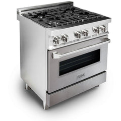 ZLINE 30" 4.0 cu. ft. Dual Fuel Range with Gas Stove and Electric Oven in Stainless Steel with Color Door Options RA30